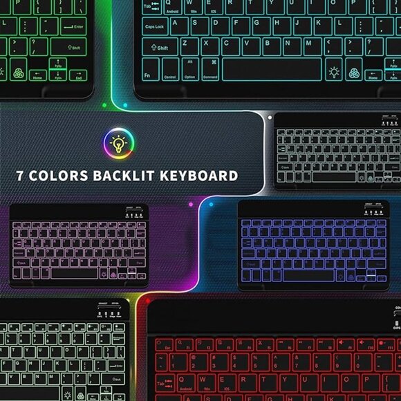 Backlit Bluetooth Keyboard – Small, Portable, Wireless, Rechargeable (Black) - Picture 3 of 3